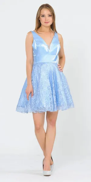 Poly USA 8418 V-Neck Short Dress with Pockets
