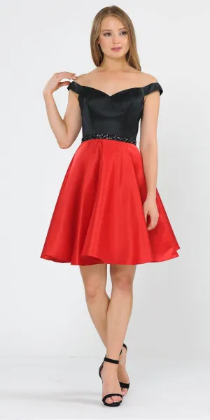 Poly USA 8532 Off-Shoulder Homecoming Short Dress