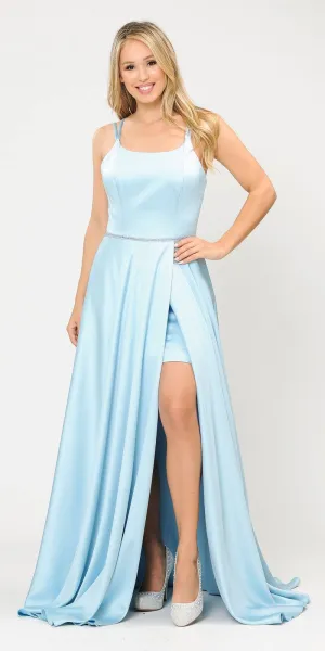 Poly USA 8652 Long Romper Dress with Cut-Out Lace-Up Back