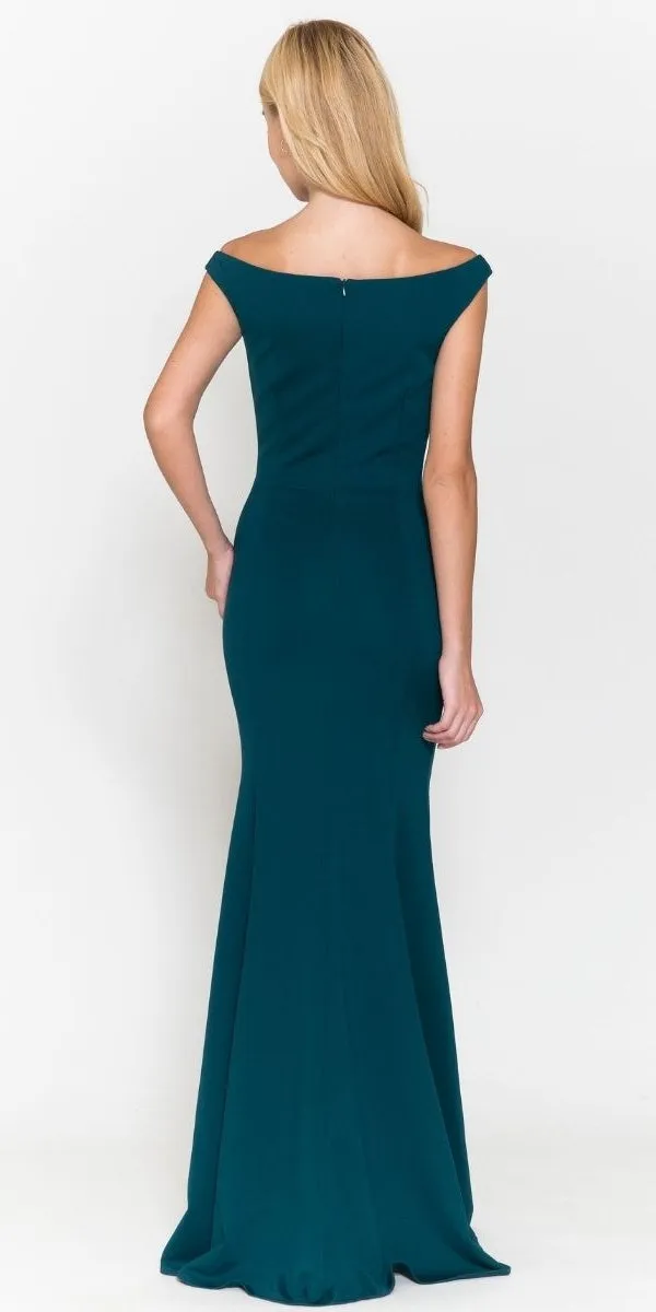 Poly USA 8724 Bateau Neckline Long Fitted Formal Gown