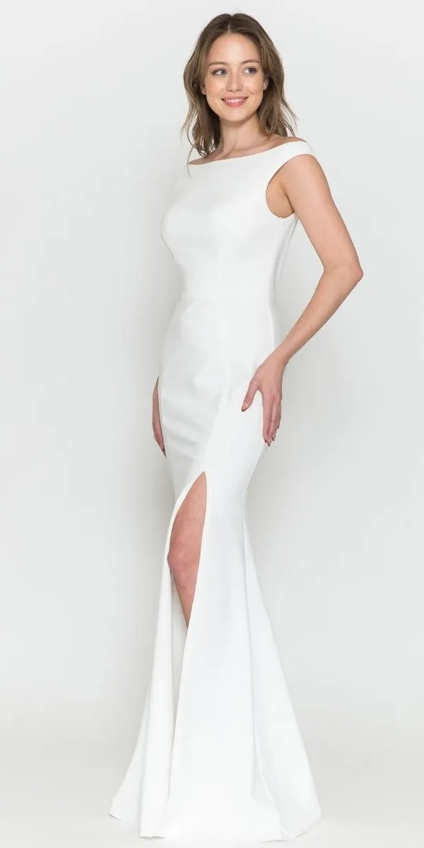 Poly USA 8724 Bateau Neckline Long Fitted Formal Gown