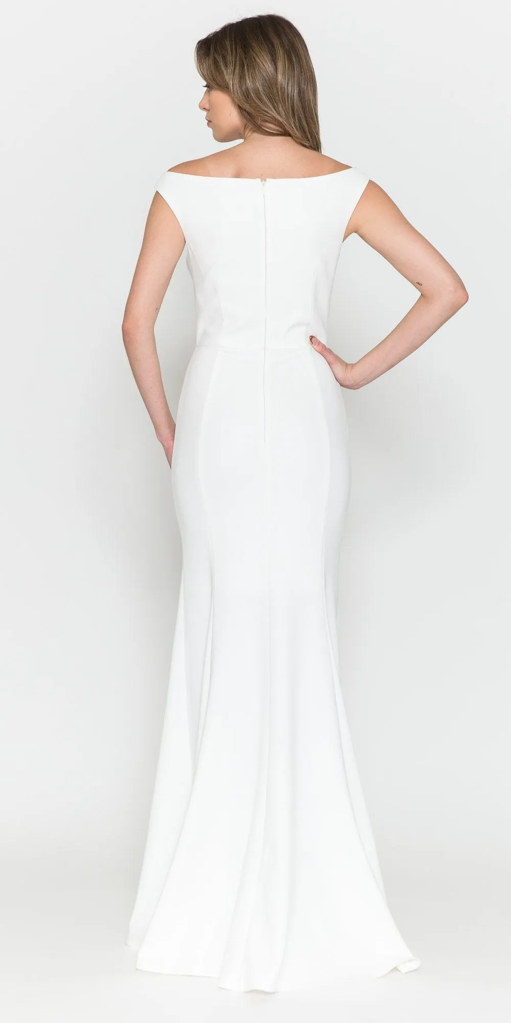Poly USA 8724 Bateau Neckline Long Fitted Formal Gown