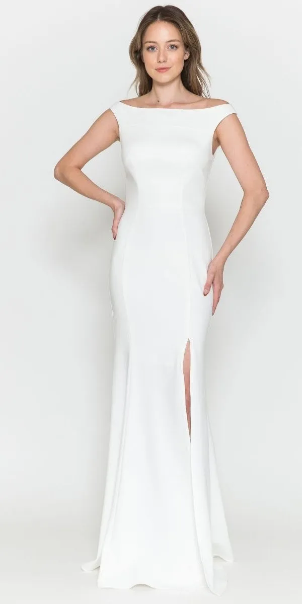 Poly USA 8724 Bateau Neckline Long Fitted Formal Gown