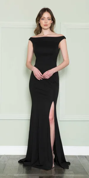 Poly USA 8724 Bateau Neckline Long Fitted Formal Gown