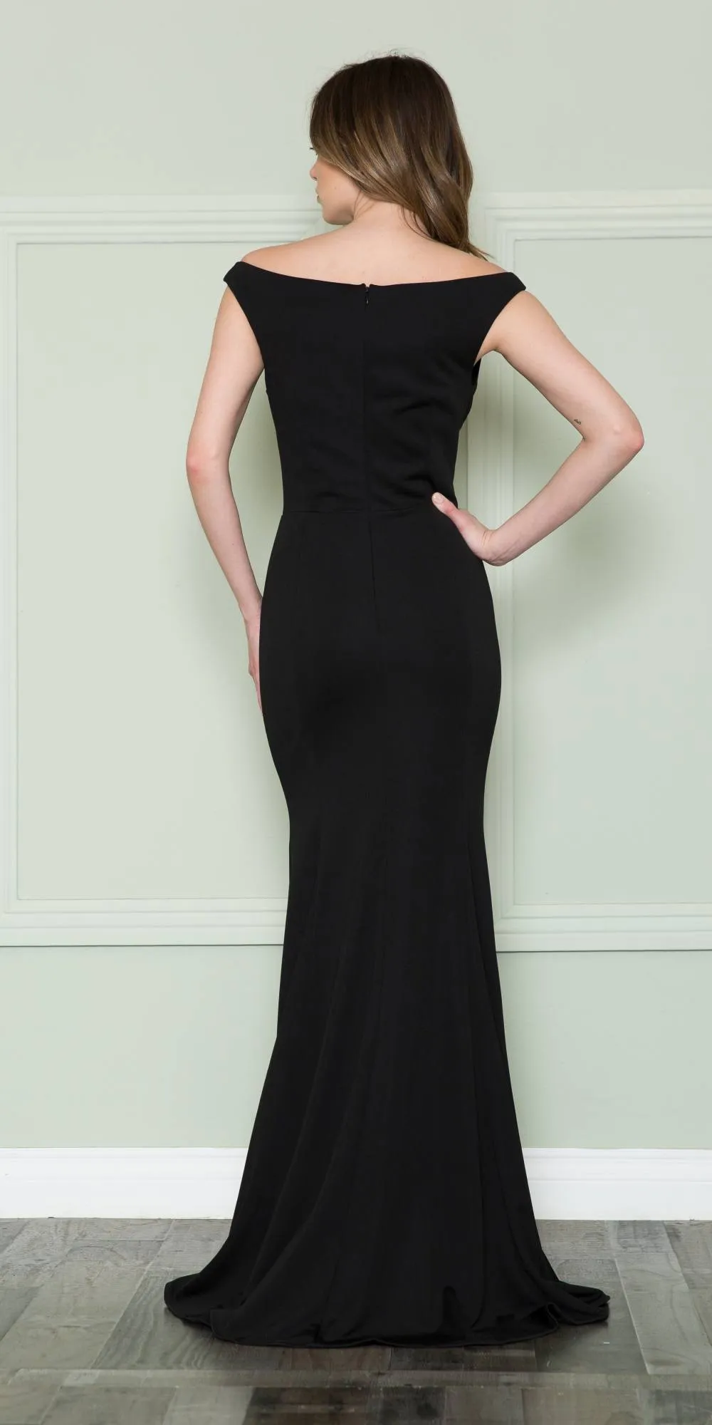 Poly USA 8724 Bateau Neckline Long Fitted Formal Gown