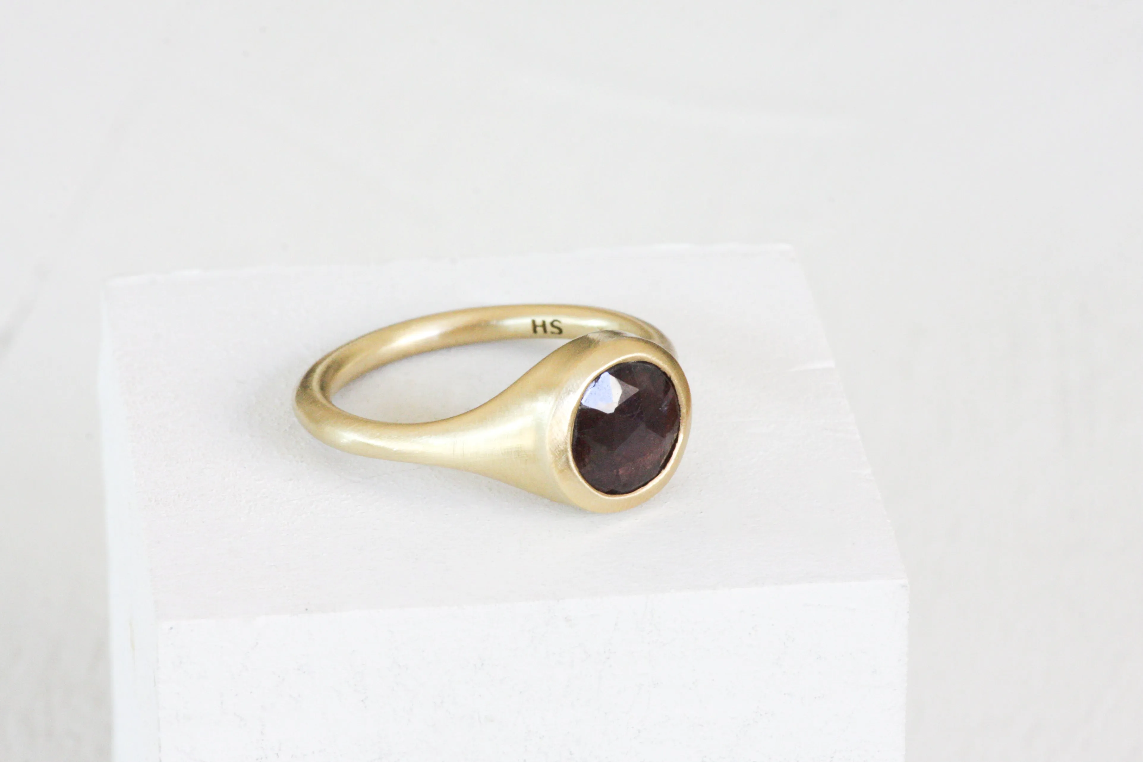 Princess Crown Gold & Round African Sapphire Signet Ring