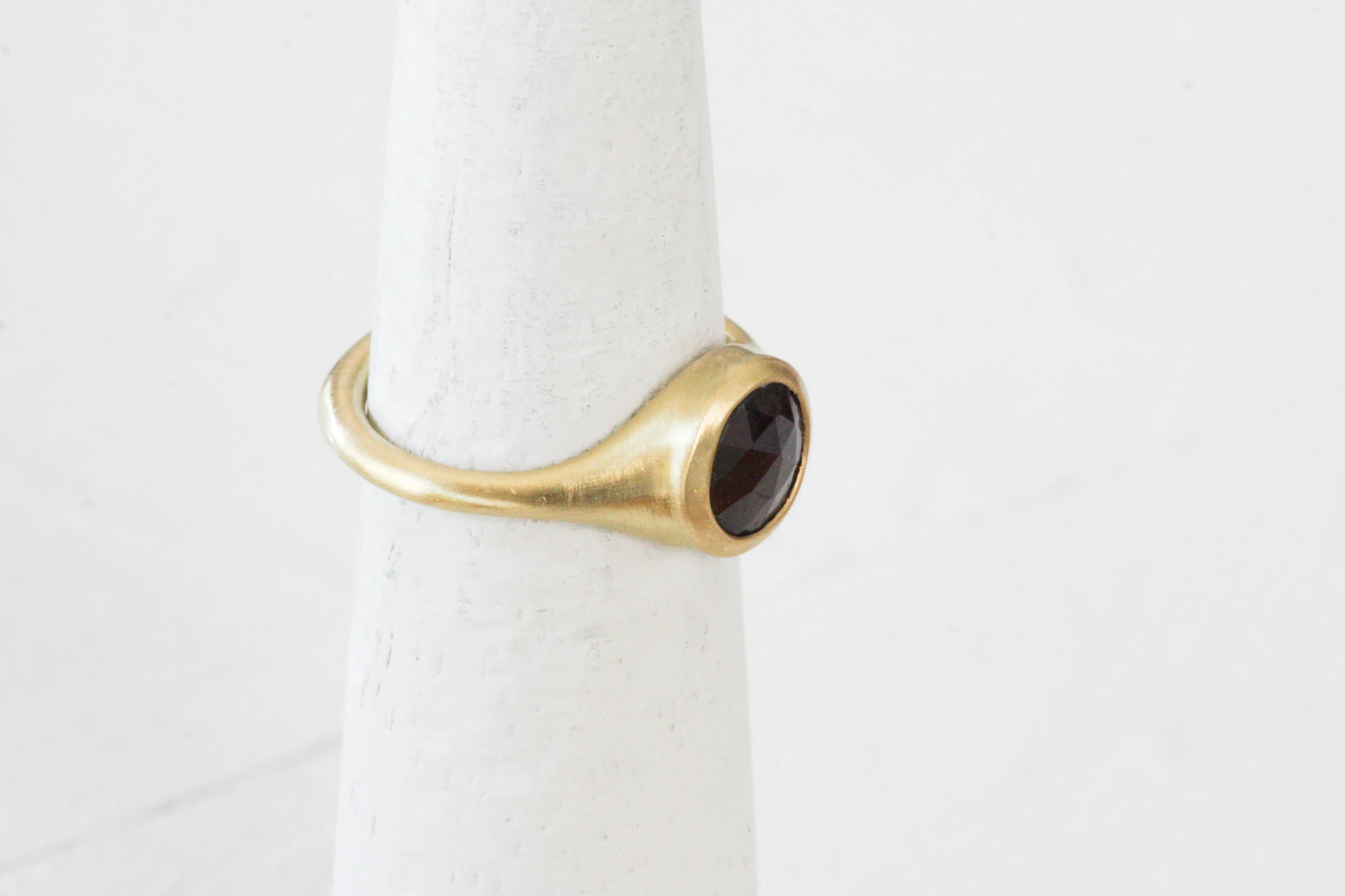 Princess Crown Gold & Round African Sapphire Signet Ring