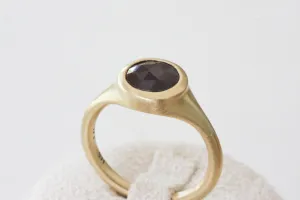 Princess Crown Gold & Round African Sapphire Signet Ring