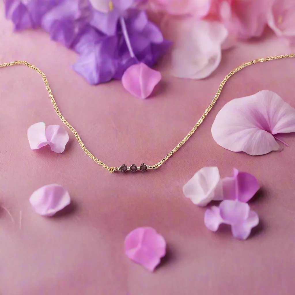 Purple Amethyst Crystal  Bar Necklace