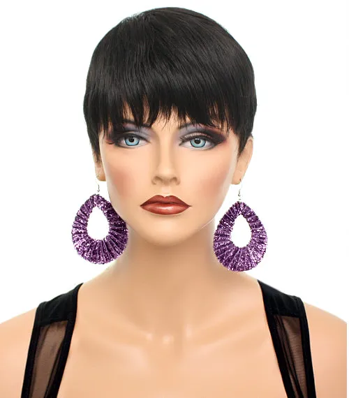 Purple Glitter Fabric Teardrop Earrings