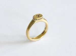 Queen Crown Initial Gold & Diamond Signet Ring