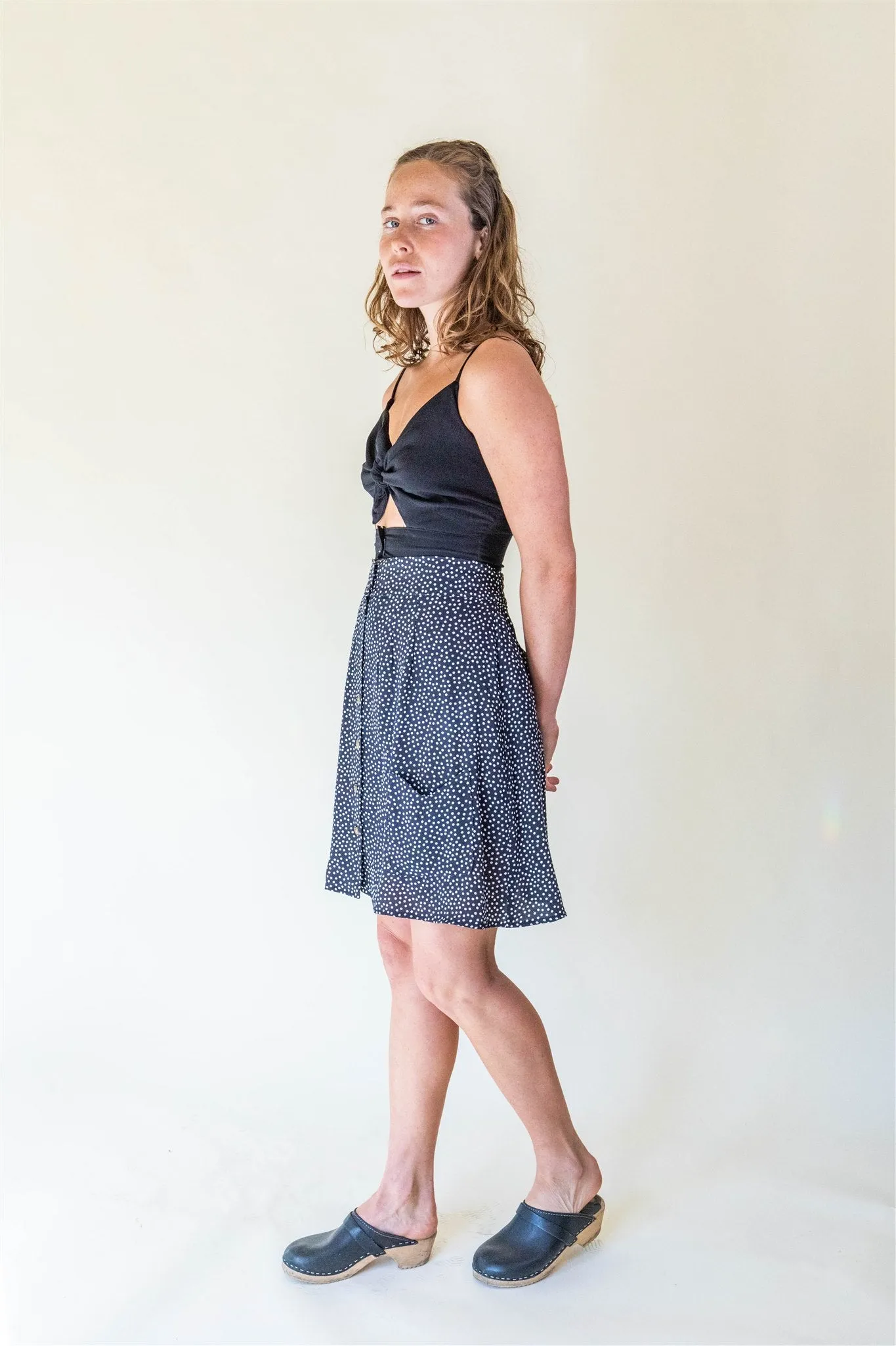 Rah Rah Skirt in Black Polka Dot
