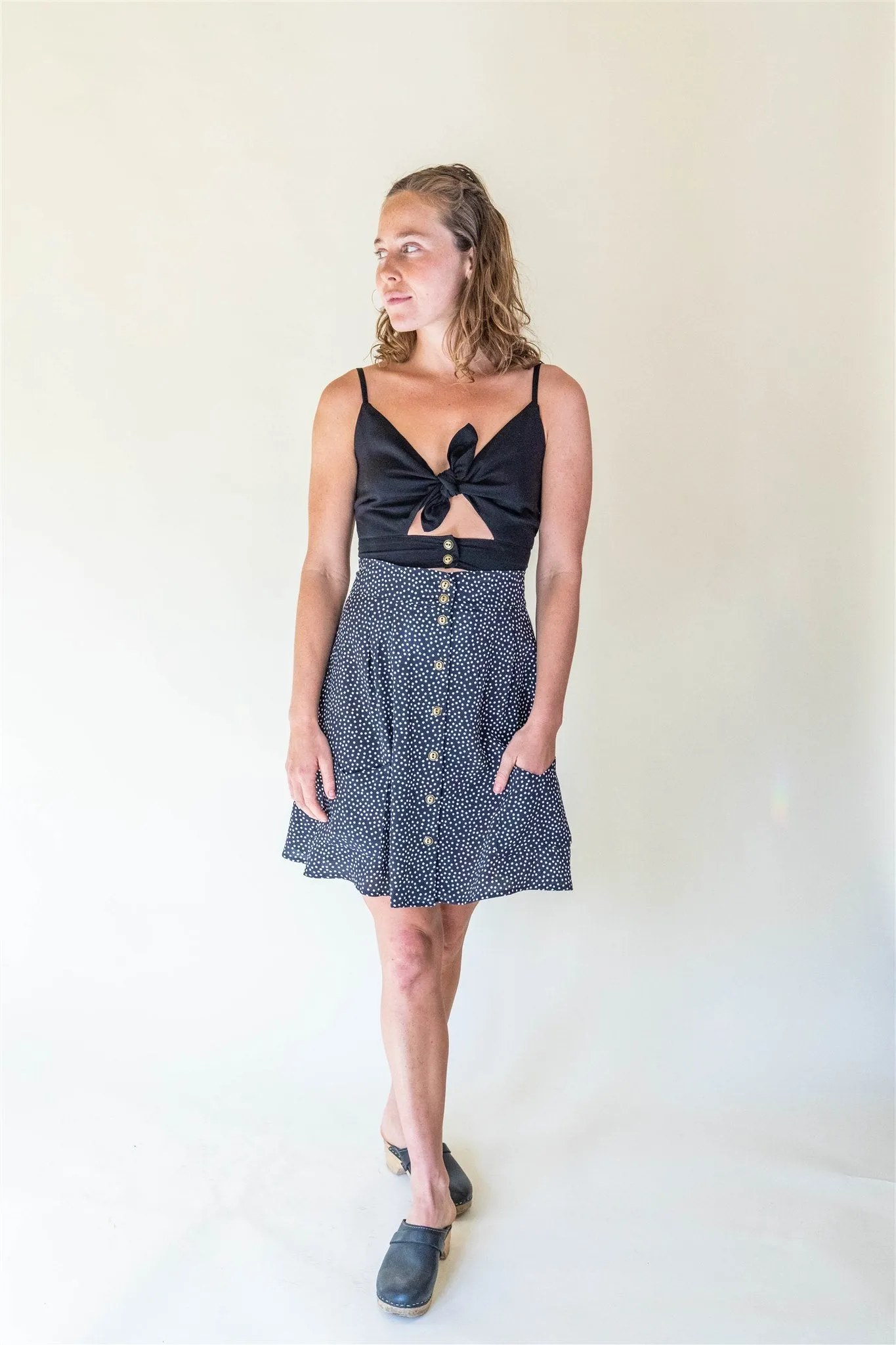 Rah Rah Skirt in Black Polka Dot
