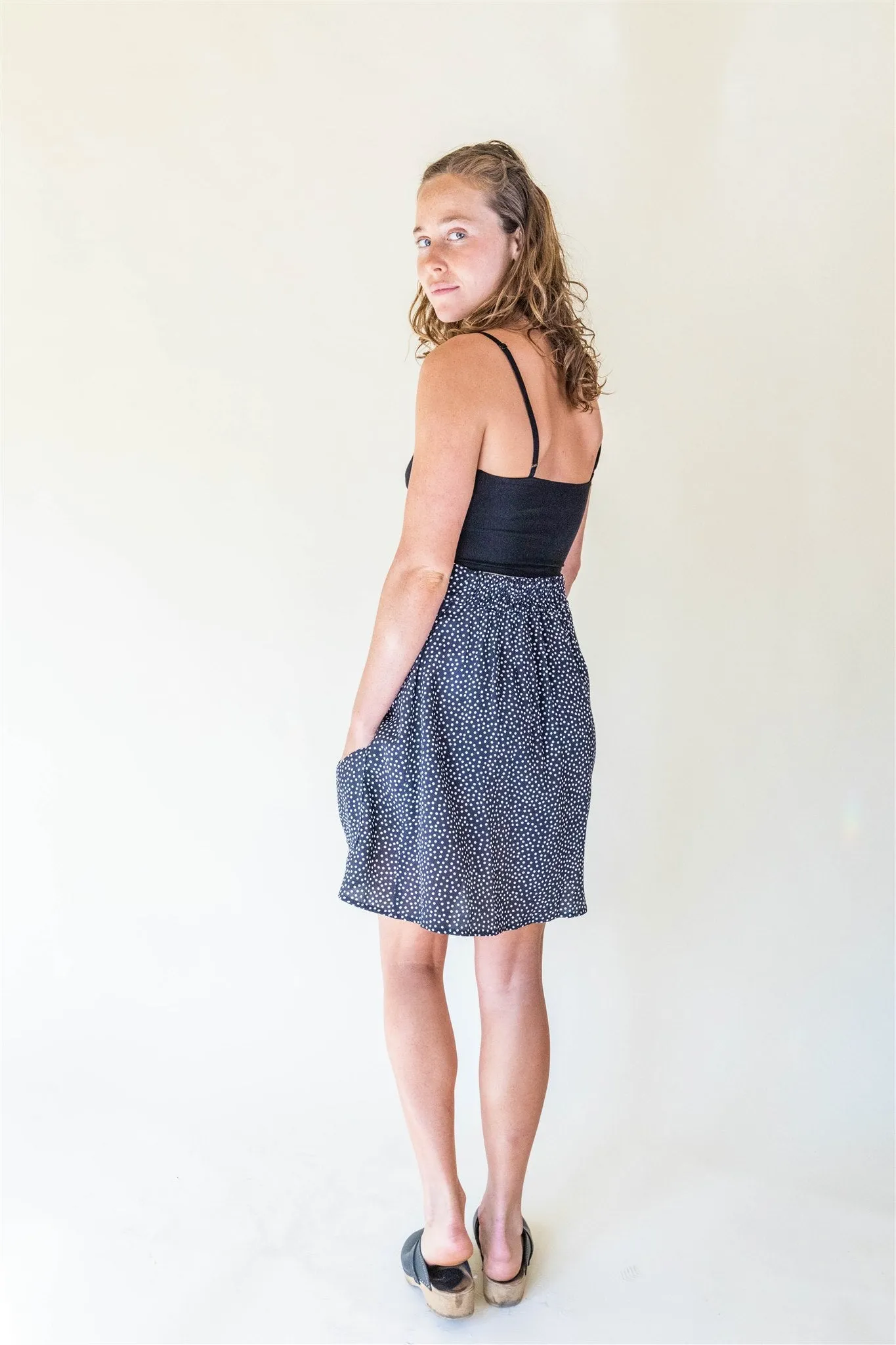 Rah Rah Skirt in Black Polka Dot
