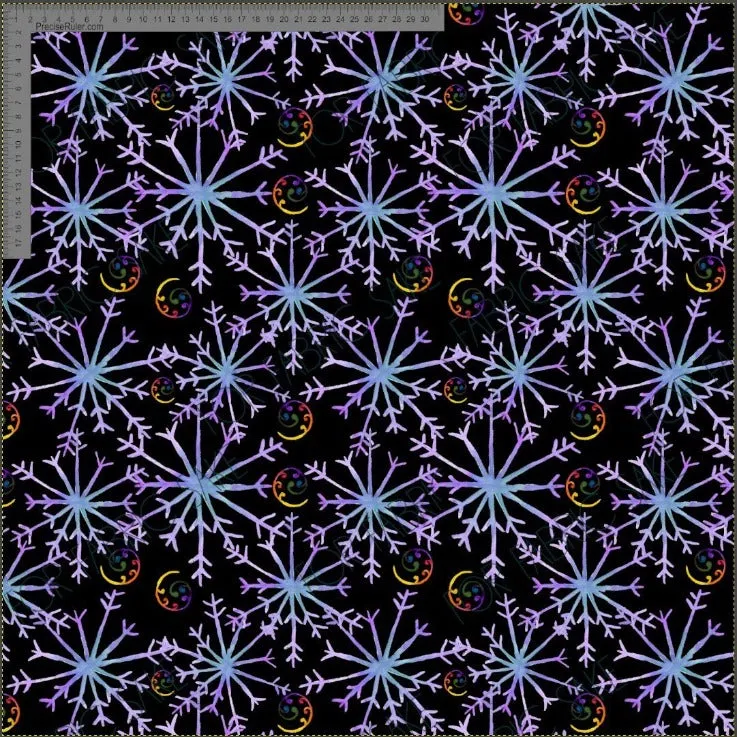 Rainbow Koru and snowflake on black -Fiona Clarke Design- Custom Pre-order