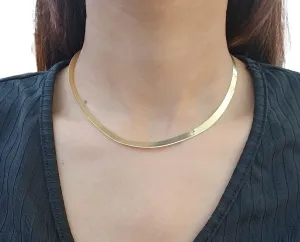 Real 10K 5mm Yellow Gold Herring Bone Chain Necklace 22" Inch Lobster lock