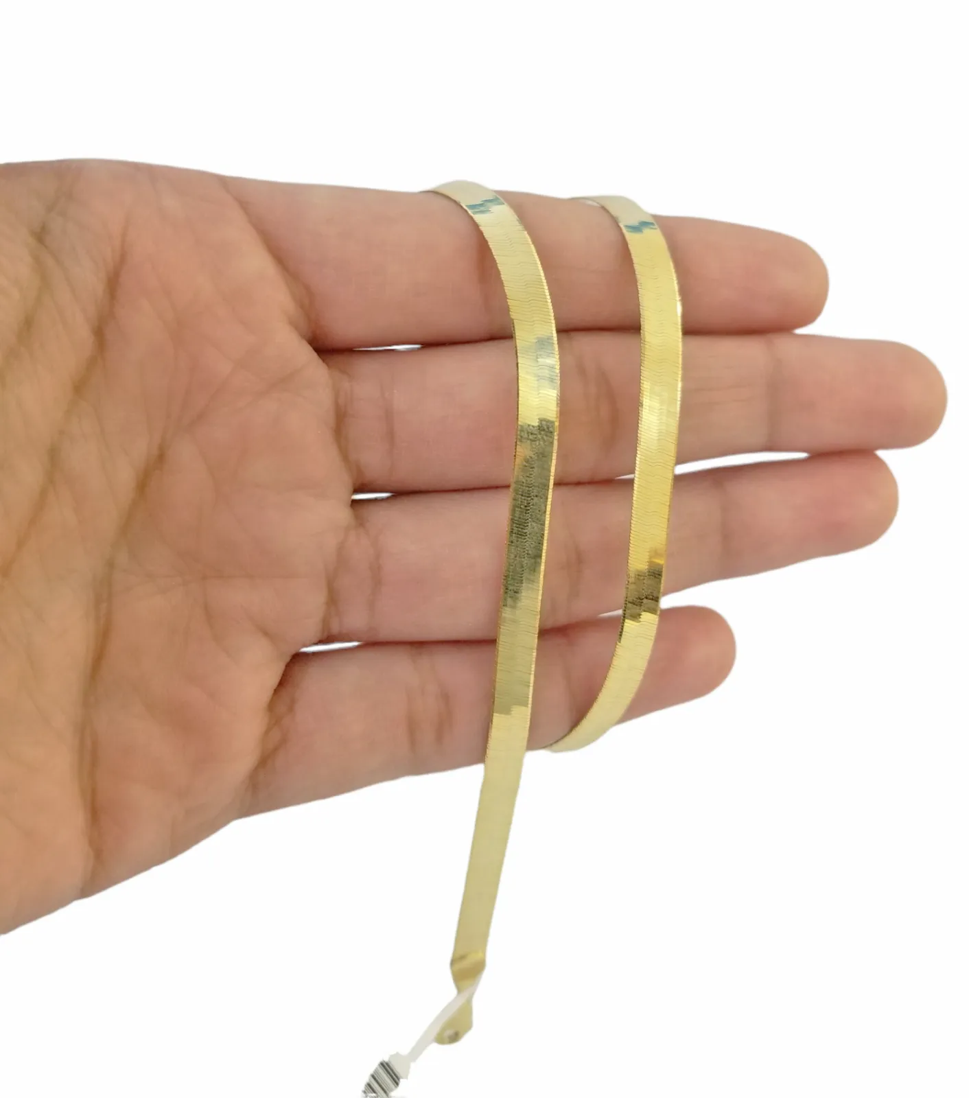 Real 10K Yellow Gold Herringbone Chain Necklace 20 Inch 5mm Lobster lock
