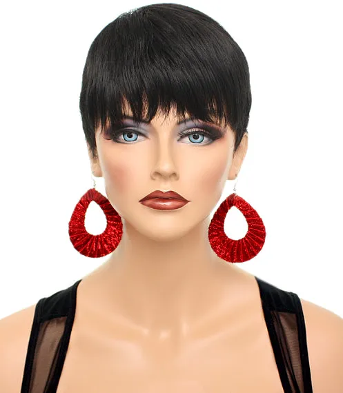 Red Glitter Fabric Teardrop Earrings