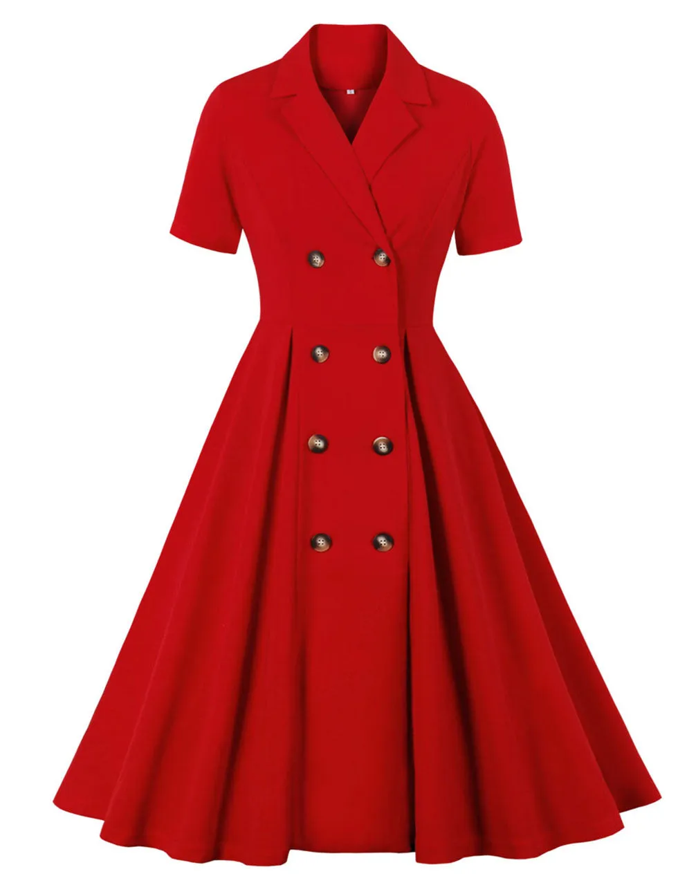 Red Polka Dots V Neck 1950S Vintage Swing Dress With Button