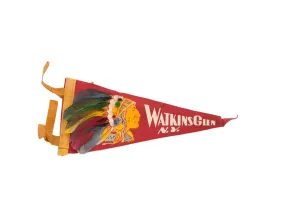 Red Watkins Glen NY Headdress Native American Felt Flag