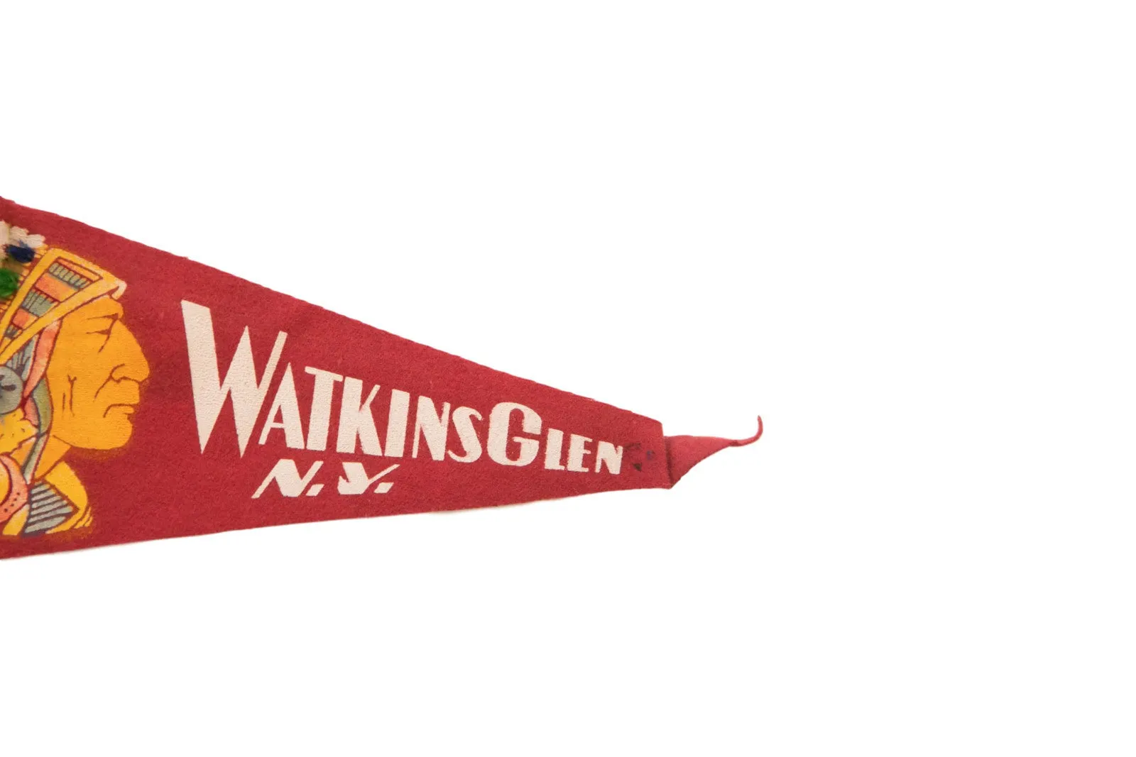 Red Watkins Glen NY Headdress Native American Felt Flag