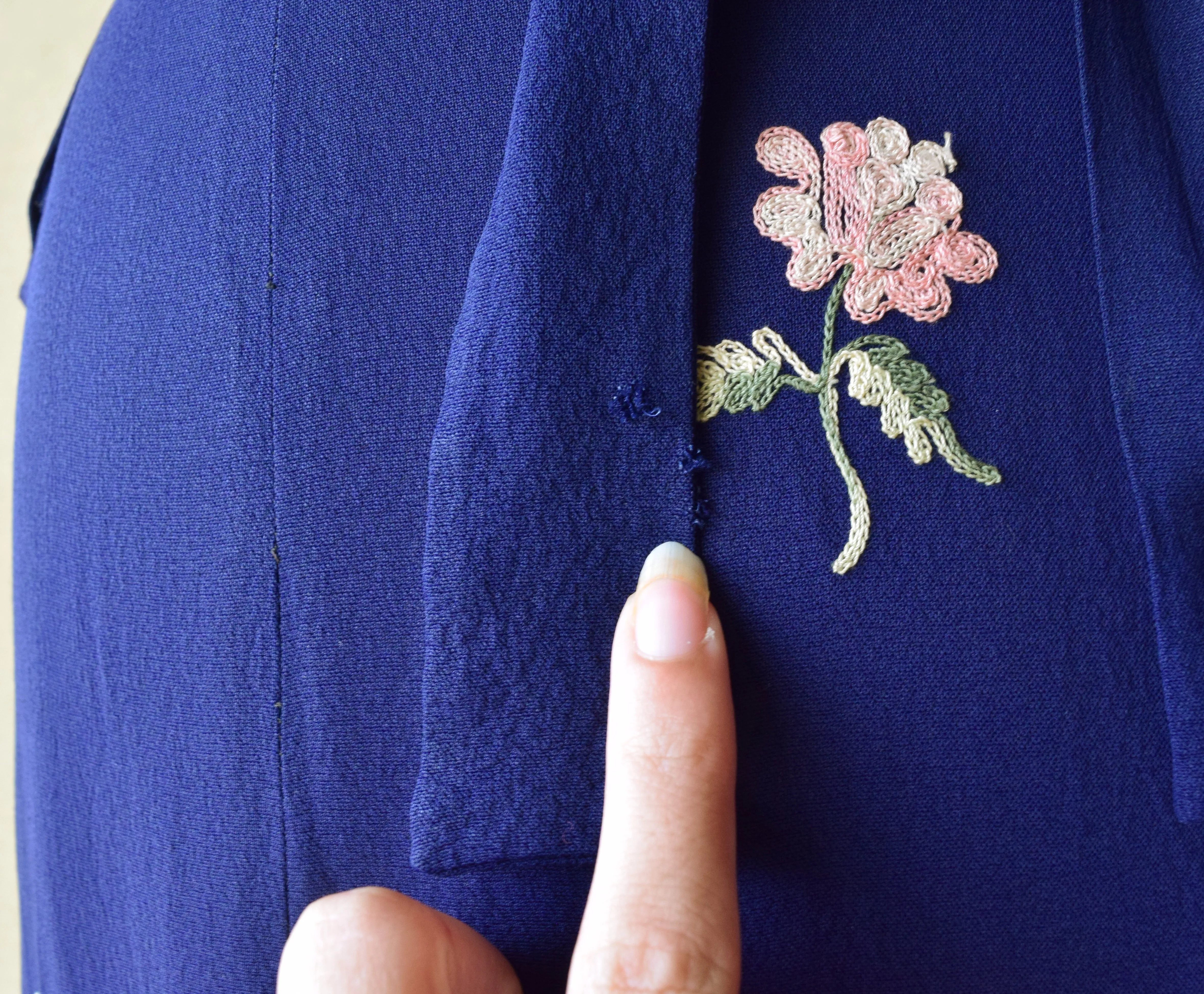 RESERVED . Late 1930s embroidered dress . 30s 40s dress . size xs to s