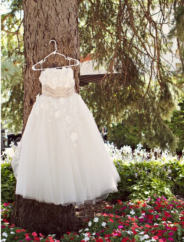 Retro Vintage Style Tea Length Strapless Wedding Dress LYDIA