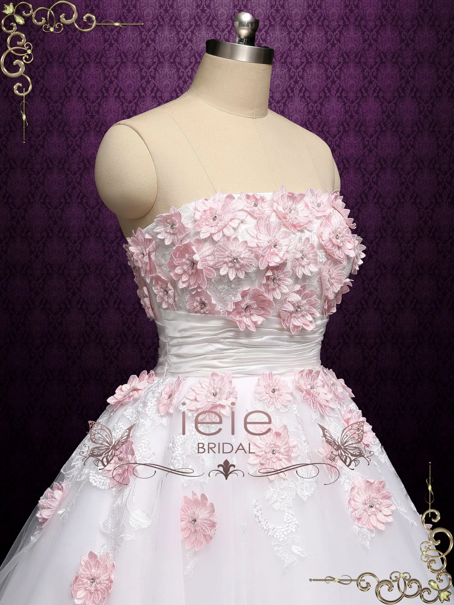 Retro Vintage Style Tea Length Strapless Wedding Dress LYDIA