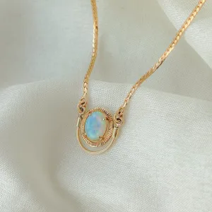 Reworked Opal Herringbone Necklace | 14k Recycled Gold