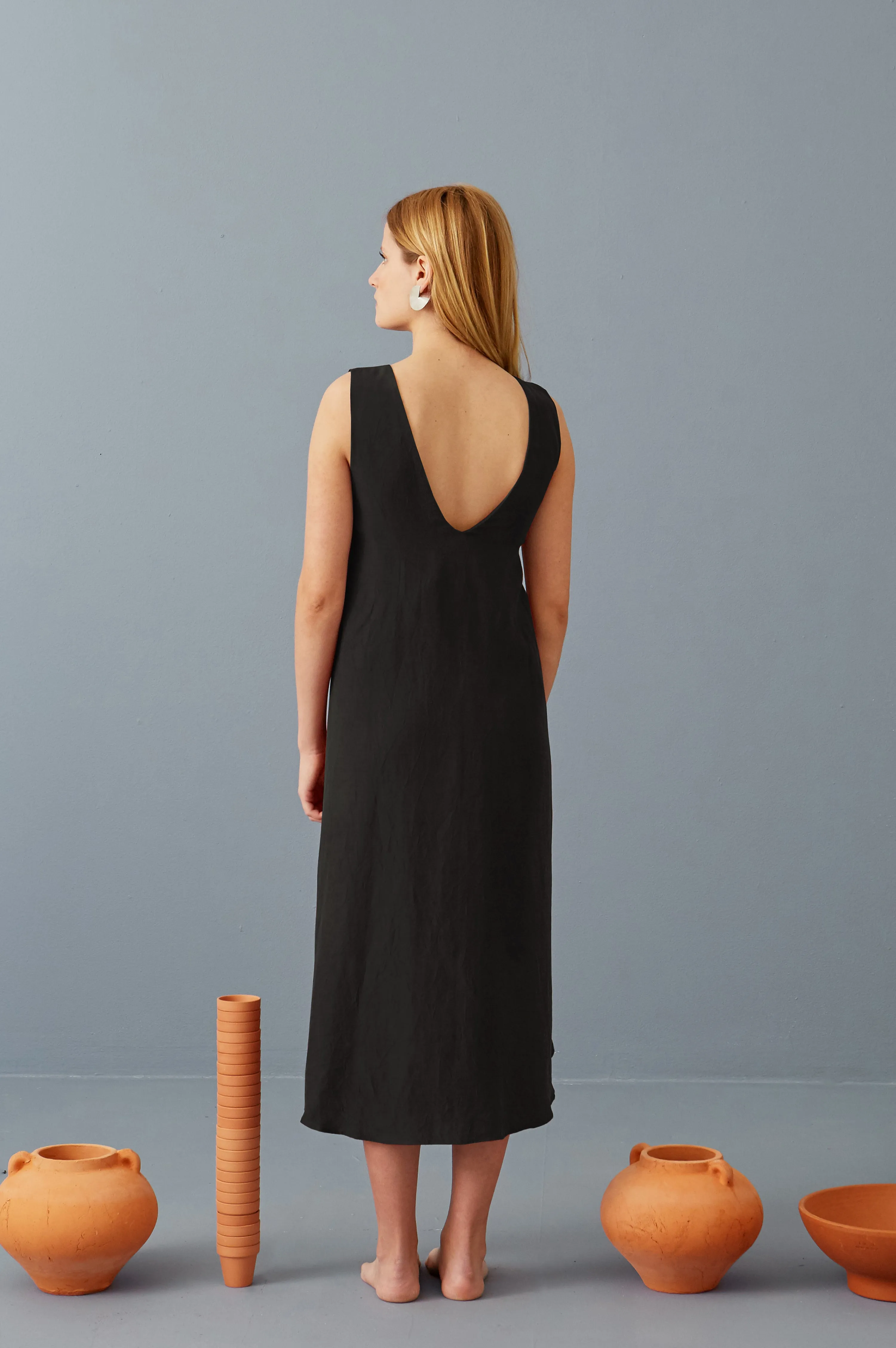 Riviera Wrap Dress in Black Tencel