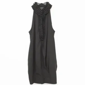 Robert Rodriguez Cocktail Dress Silk Ruffle Collar Sleeveless Evening Black Sz 4