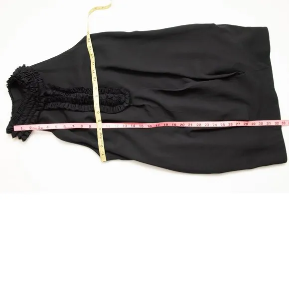 Robert Rodriguez Cocktail Dress Silk Ruffle Collar Sleeveless Evening Black Sz 4