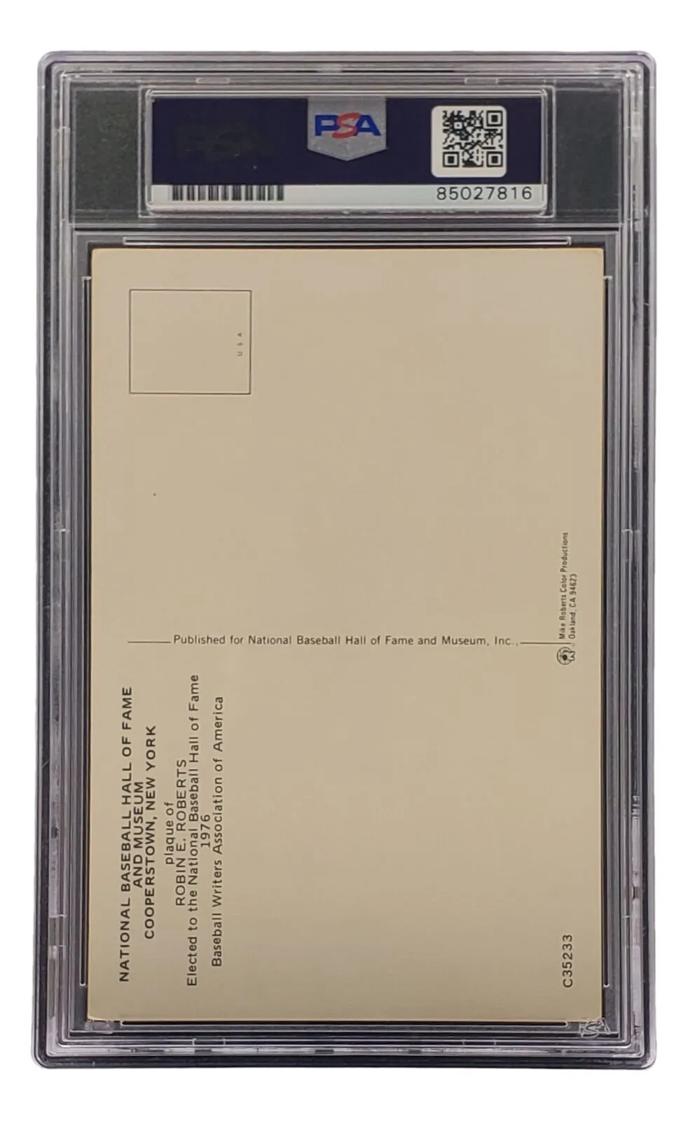 Robin Roberts Signed 4x6 Philadelhia Phillies HOF Plaque Card PSA/DNA 85027816