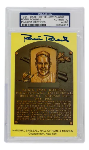 Robin Roberts Signed Slabbed Phillies Hall of Fame Plaque Postcard PSA/DNA