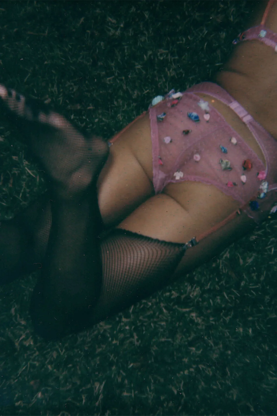 Rosette Garter Belt in Swiss Dot Mesh