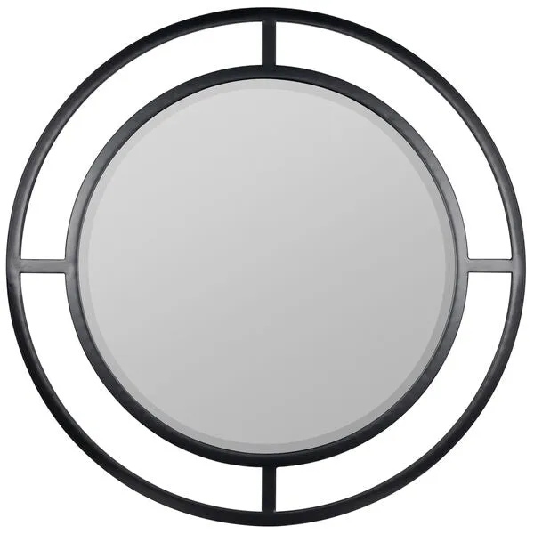 Round Beveled Black Finish 36" Mirror