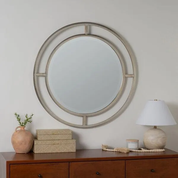Round Beveled Silver Finish 36" Mirror