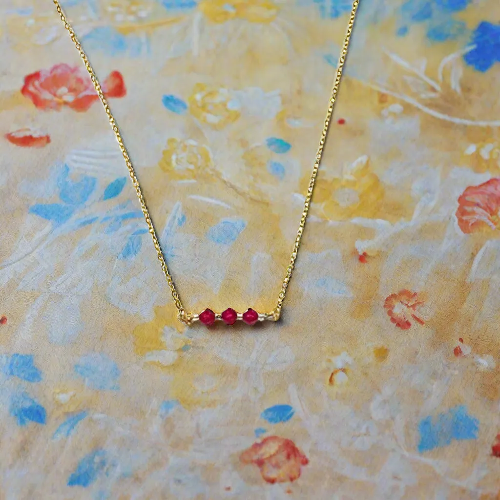 Ruby Red Crystal  Bar Necklace