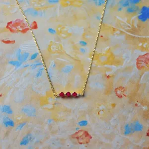 Ruby Red Crystal  Bar Necklace