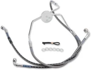Russell R08782S Extended Length Braided Front Brake Line Kit -  12in. Length Upper - Stainless