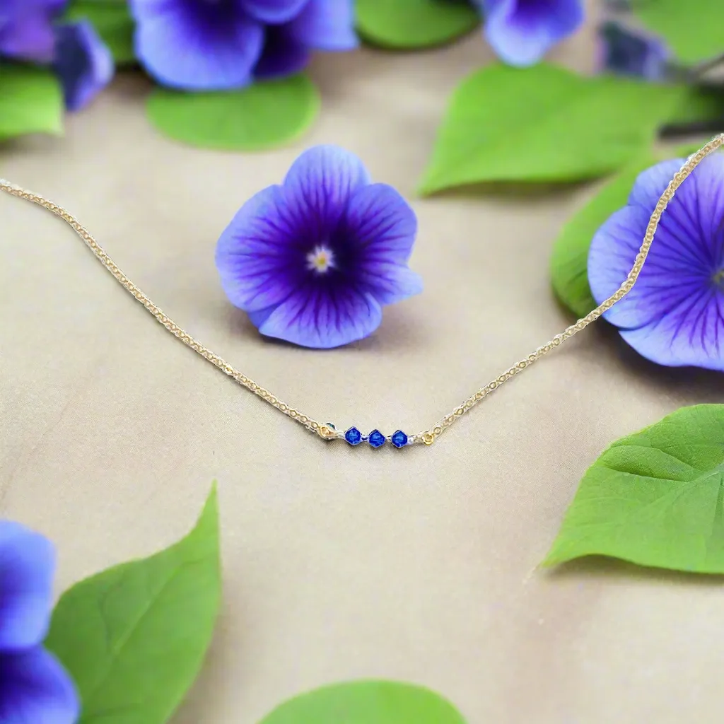 Sapphire Crystal  Bar Necklace