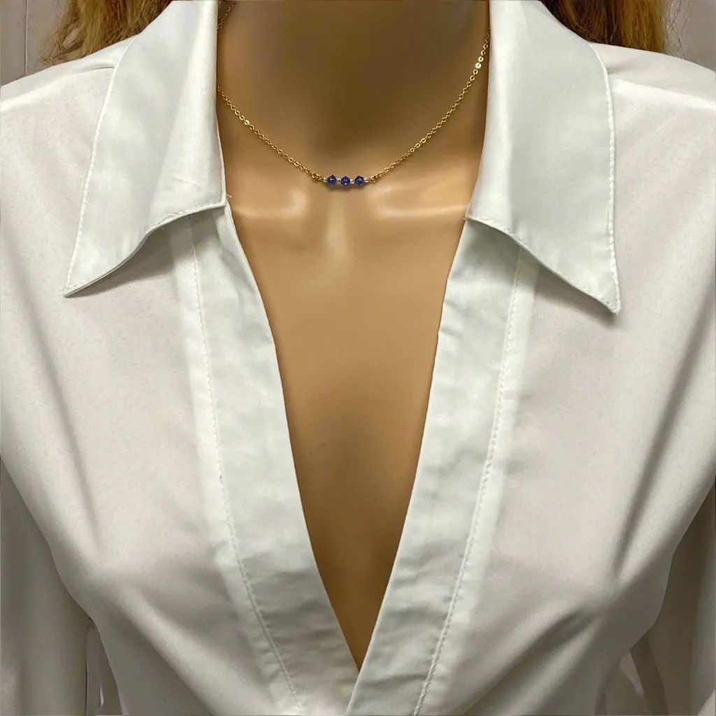 Sapphire Crystal  Bar Necklace