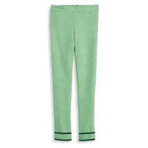 Scalloped Tatiana Pant -- Green Herringbone