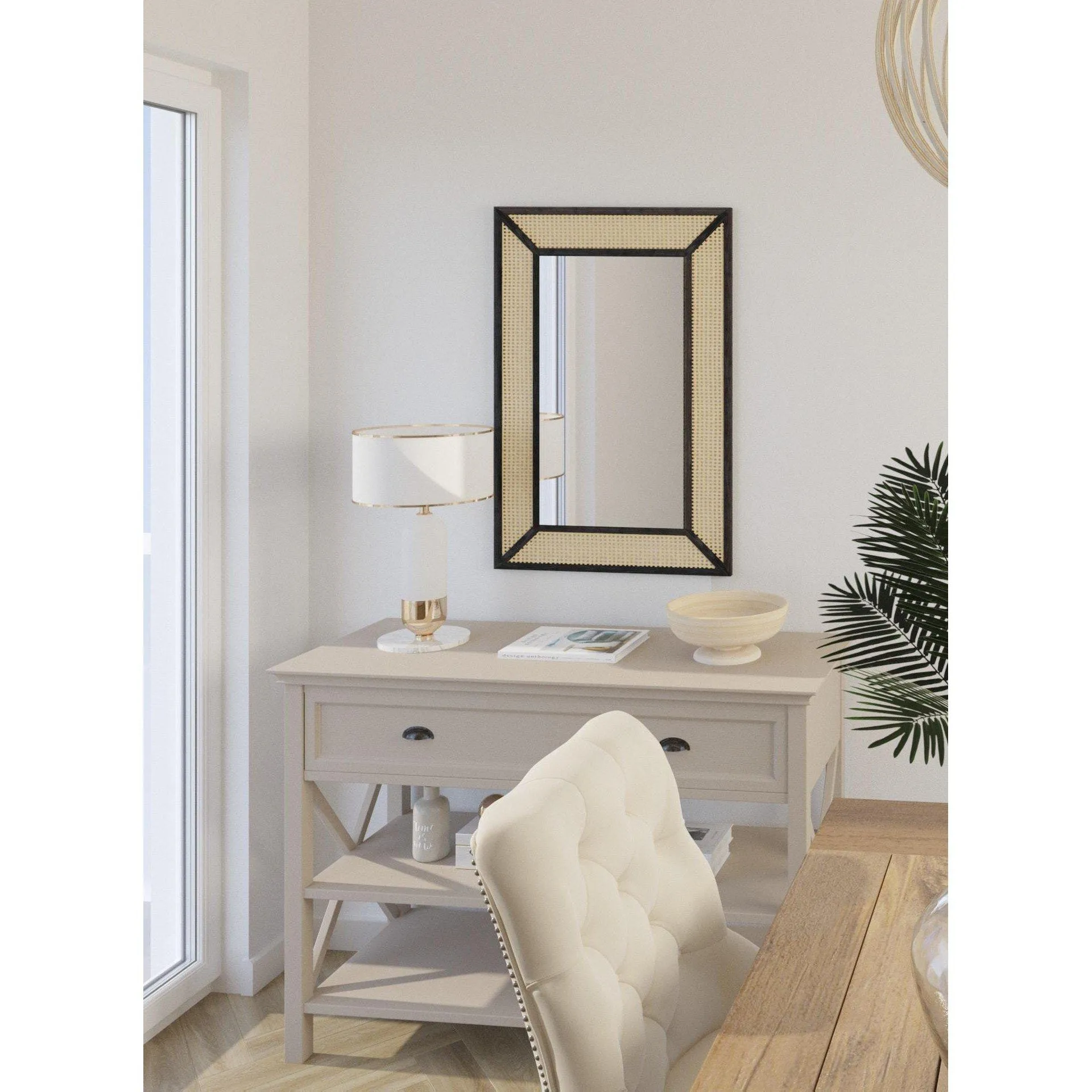 Seaside Caned 36" x 24" Dani Wall Mirror, Black
