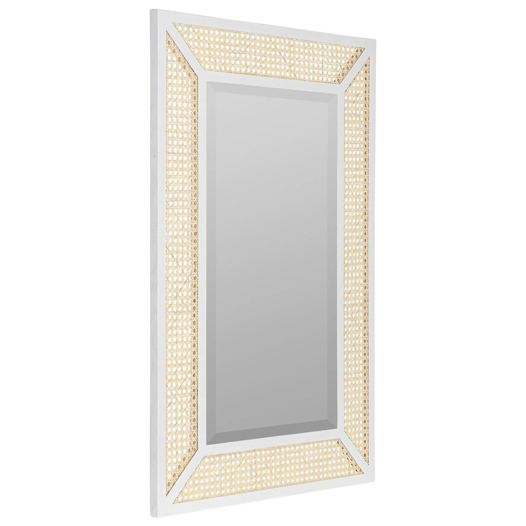 Seaside Caned 36" x 24" Dani Wall Mirror, White