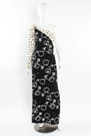 Sequin Floral Lace Polka Dot Dress