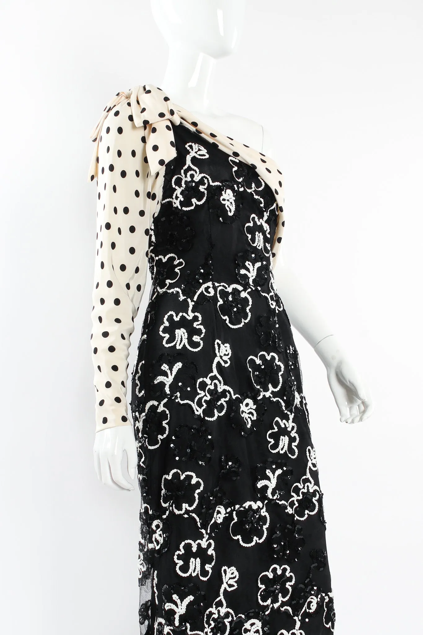 Sequin Floral Lace Polka Dot Dress
