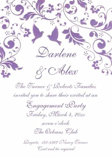 SILHOUETTE OF BIRDS AND FLOWERY VINE CUSTOM INVITATION