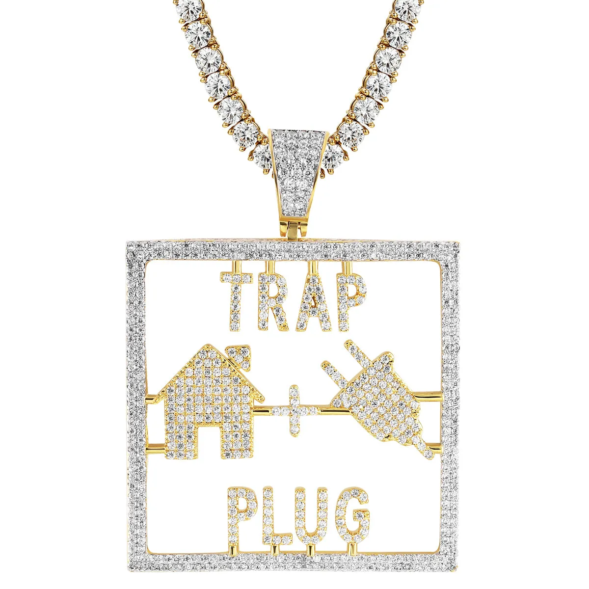 Silver Trap House Plug Bling Men's Custom Pendant