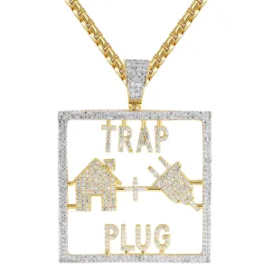 Silver Trap House Plug Bling Men's Custom Pendant